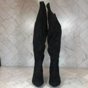 NWT Lane Bryant Womens Knee High Black Suede Boots Zipper 11W WIDE